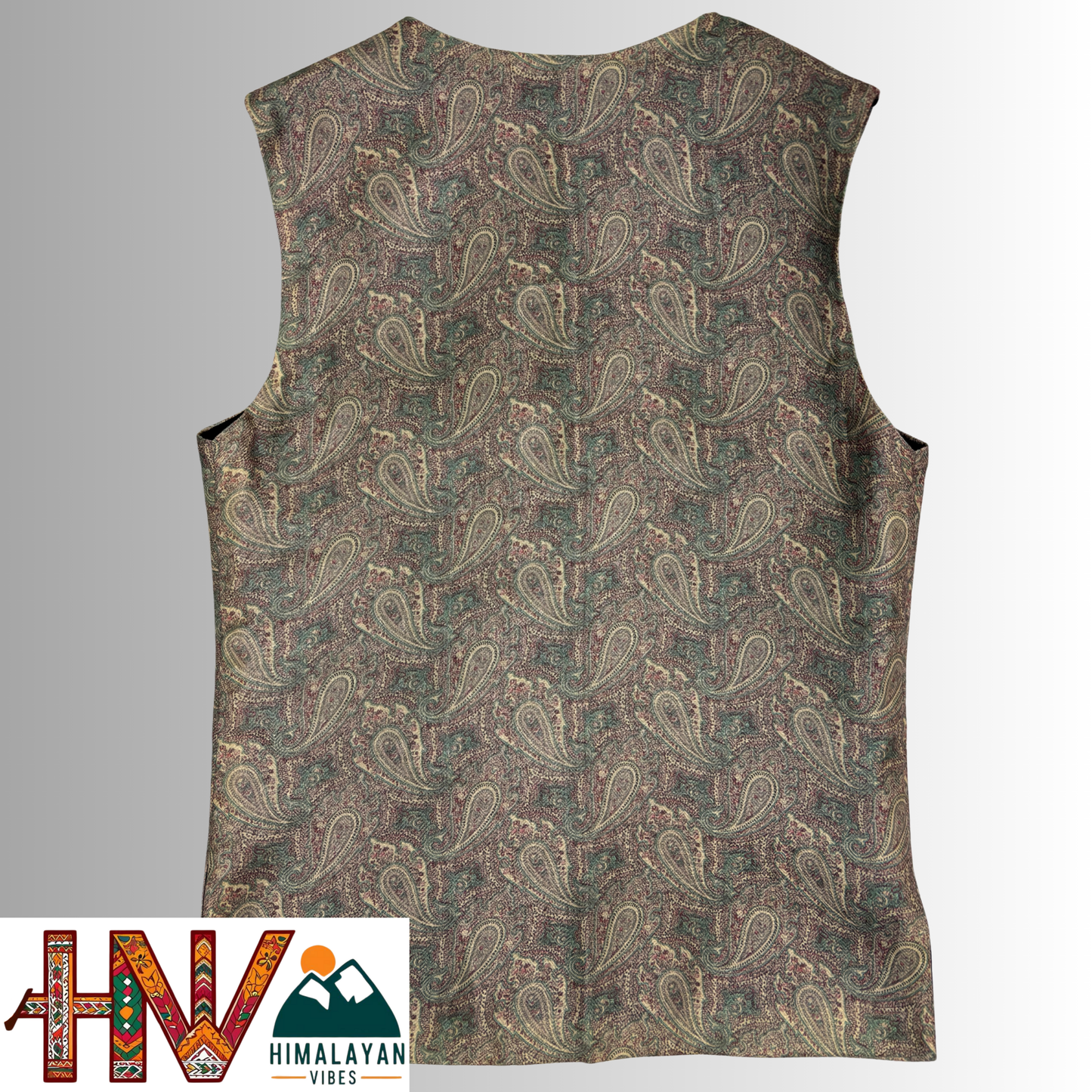 Women Pashmina sage green Himachali Sadri – Colorful Traditional Waistcoat by Himalayan Vibes