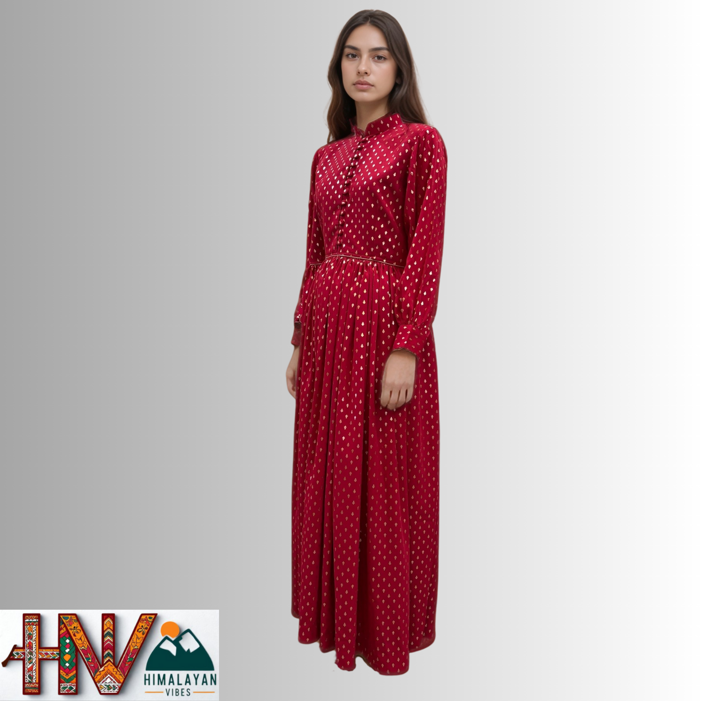 Himalayan Vibes Red Rejta – Traditional Himachali Dress for Summer & Winter | Handcrafted Elegance"