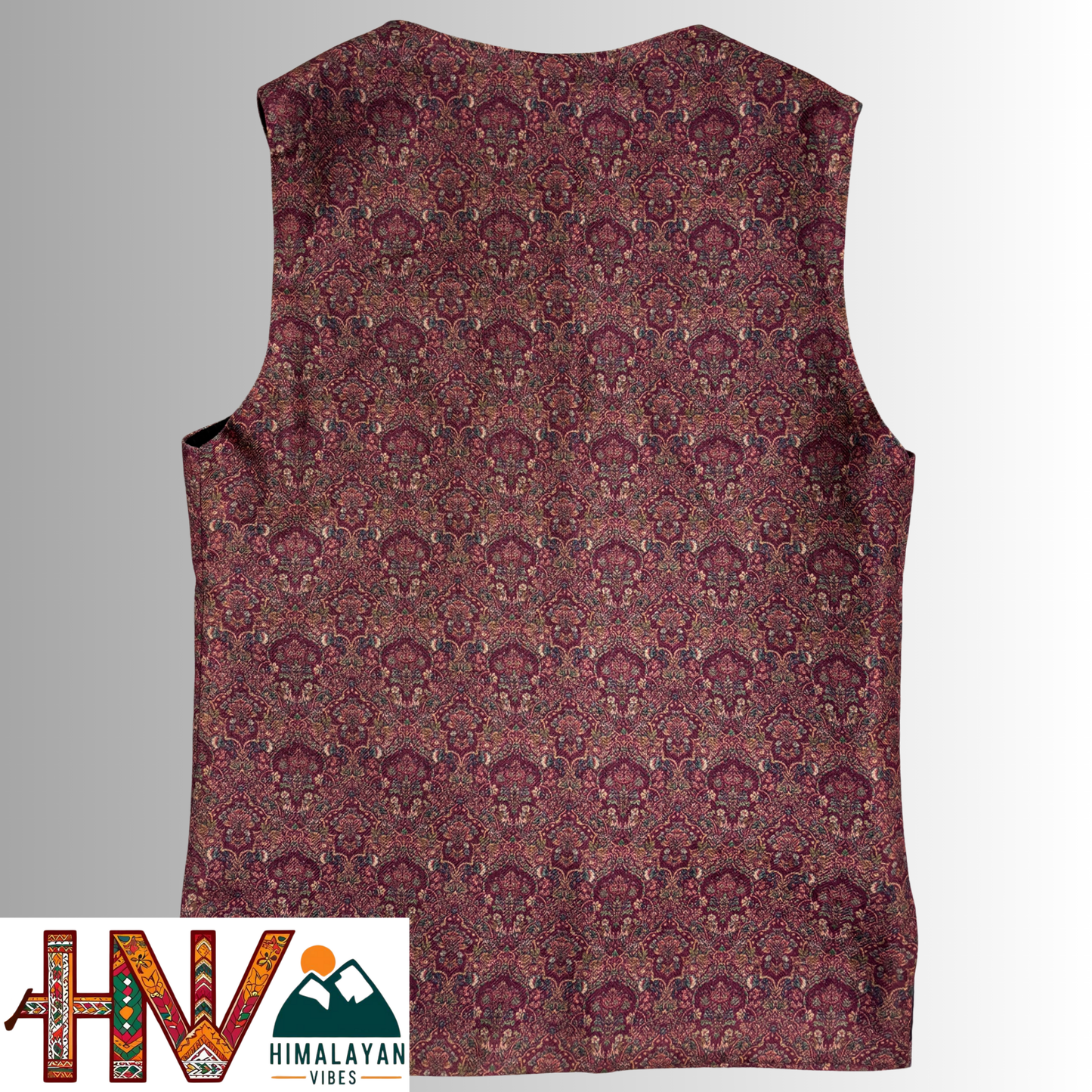 Women Pashmina Maroon Himachali Sadri – Colorful Traditional Waistcoat by Himalayan Vibes