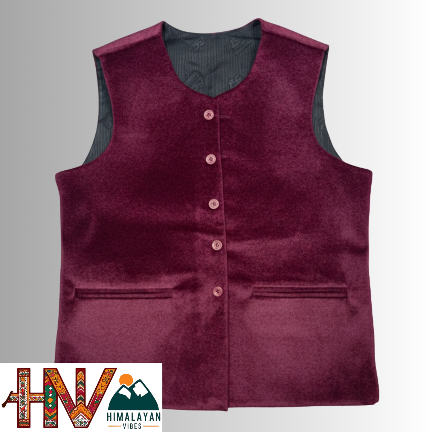 Himachali Plain Wine red Sadri for Women - Martin Fabric Ethnic Half Jacket with Pockets