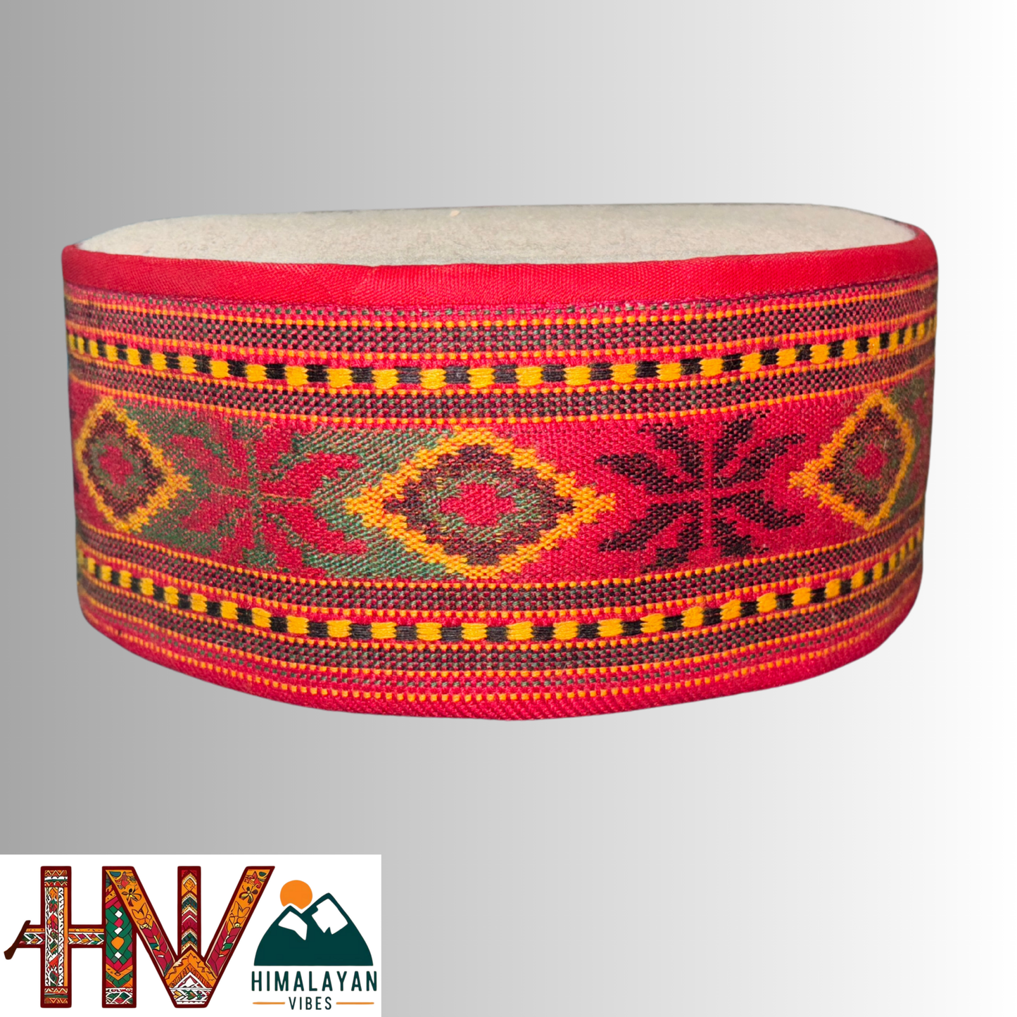 Artisanal Kullu Cap - Sustainable Handcrafted Woolen Cap with Kullu Patti design By Himalayan Vibes