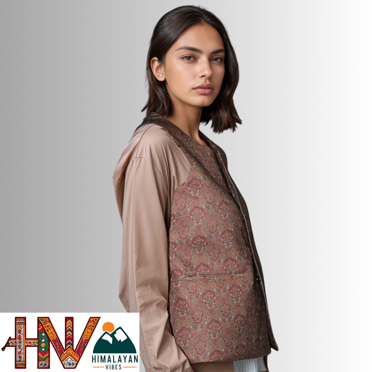 Women Pashmina Maroon Himachali Sadri – Colorful Traditional Waistcoat by Himalayan Vibes