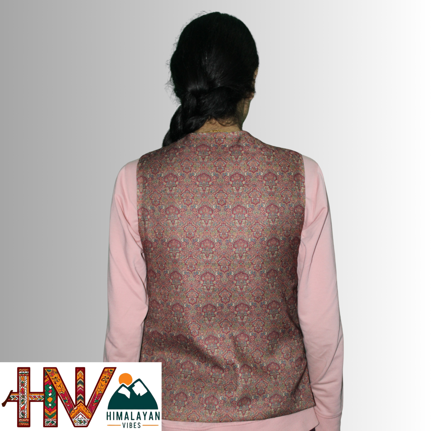 Women Pashmina Maroon Himachali Sadri – Colorful Traditional Waistcoat by Himalayan Vibes