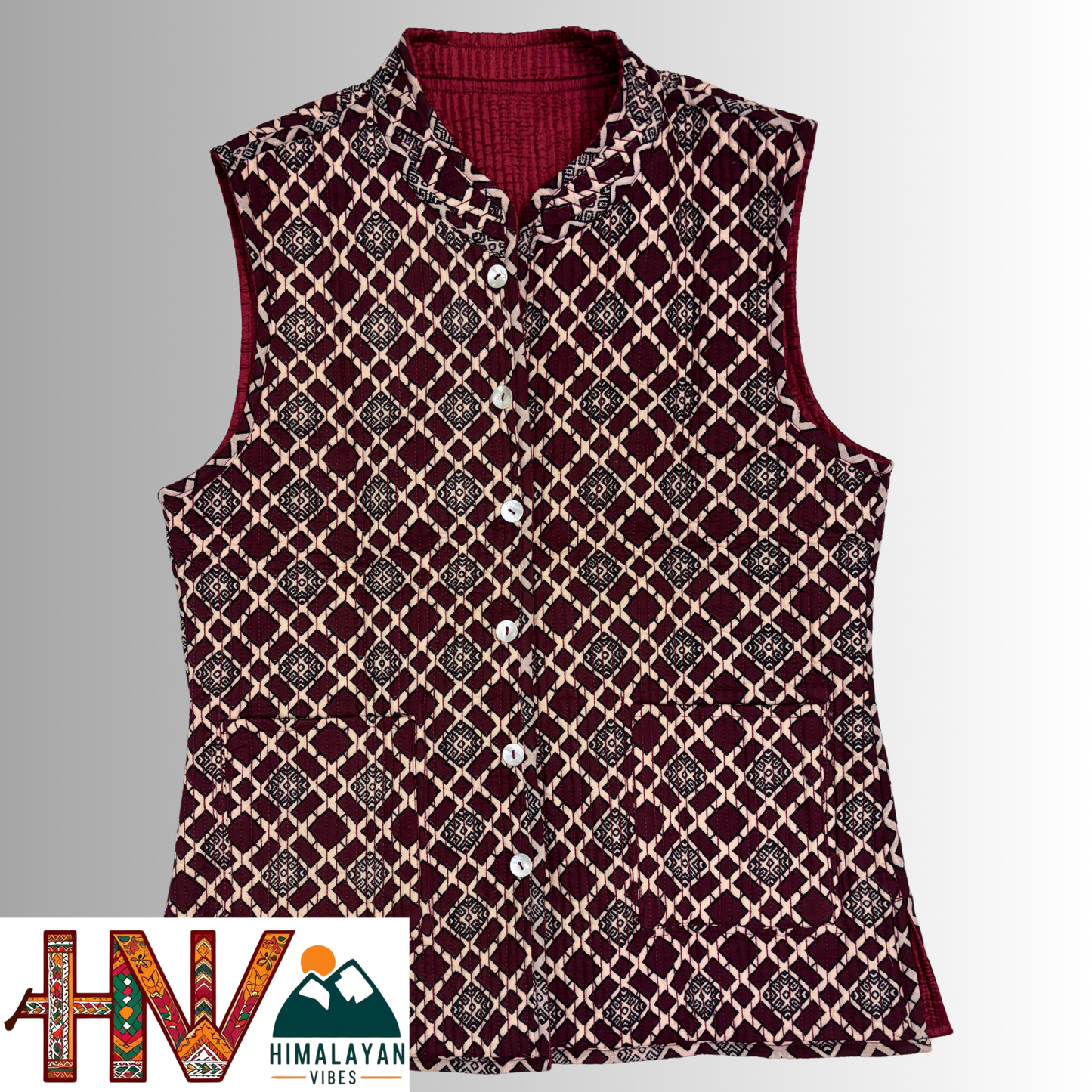 Reversible Red Silk Sadri for Women – Dual Look Ethnic Waistcoat | Floral & Solid Textured Design by Himalayan Vibes