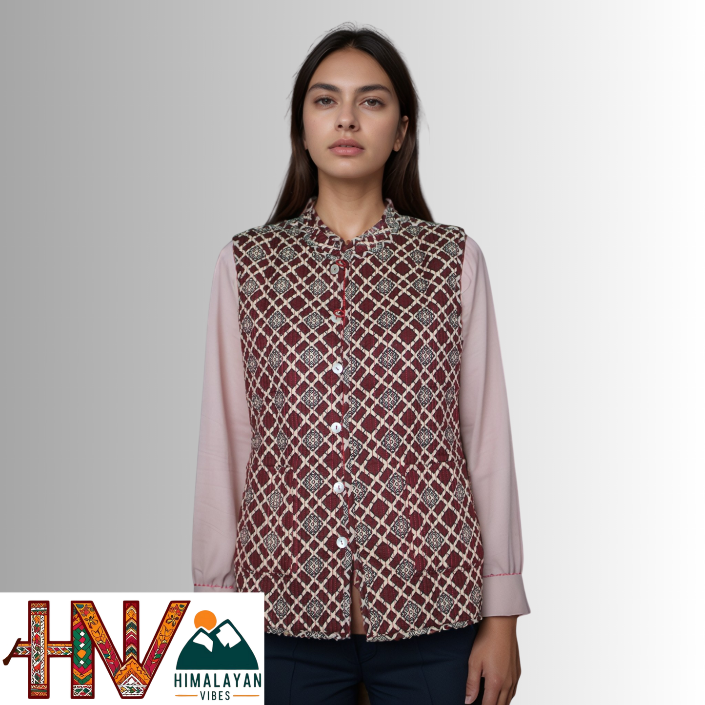 Reversible Red Silk Sadri for Women – Dual Look Ethnic Waistcoat | Floral & Solid Textured Design by Himalayan Vibes