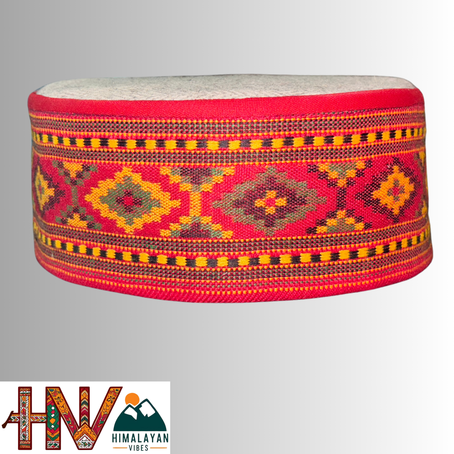 Artisanal Kullu Cap - Sustainable Handcrafted Woolen Cap with Kullu Patti design By Himalayan Vibes