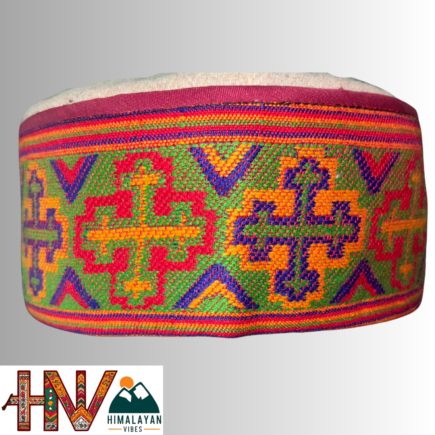 Kullu Cap - Economical Handcrafted Woolen Cap with Kullu Patti design By Himalayan Vibes