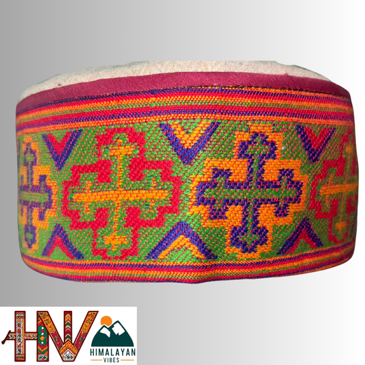 Kullu Cap - Economical Handcrafted Woolen Cap with Kullu Patti design By Himalayan Vibes