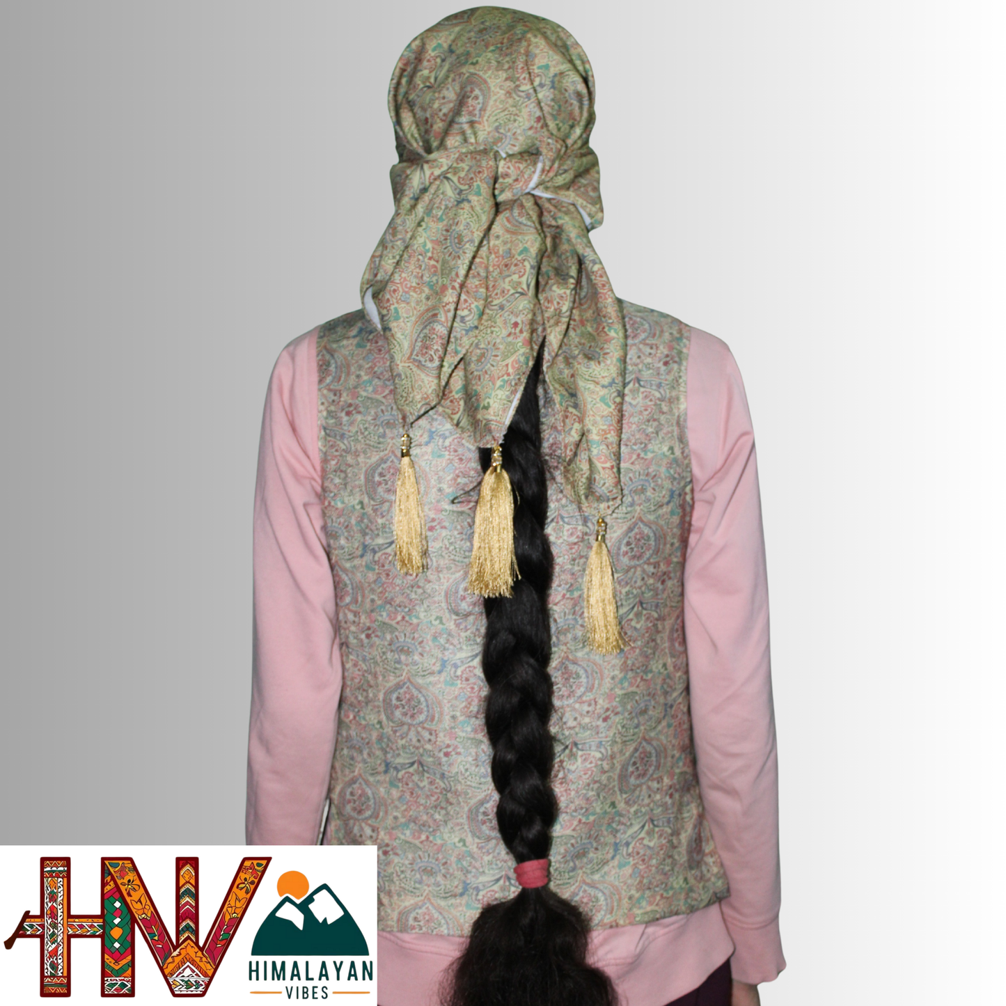 Himalayan Vibes Beige Color Pashmina Mix. Sadri and Dhatu Combo