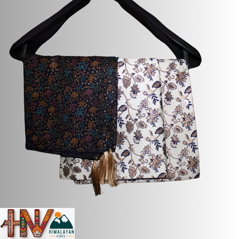 Blue pattern printed Sadri & Indigo Dhatu Combo