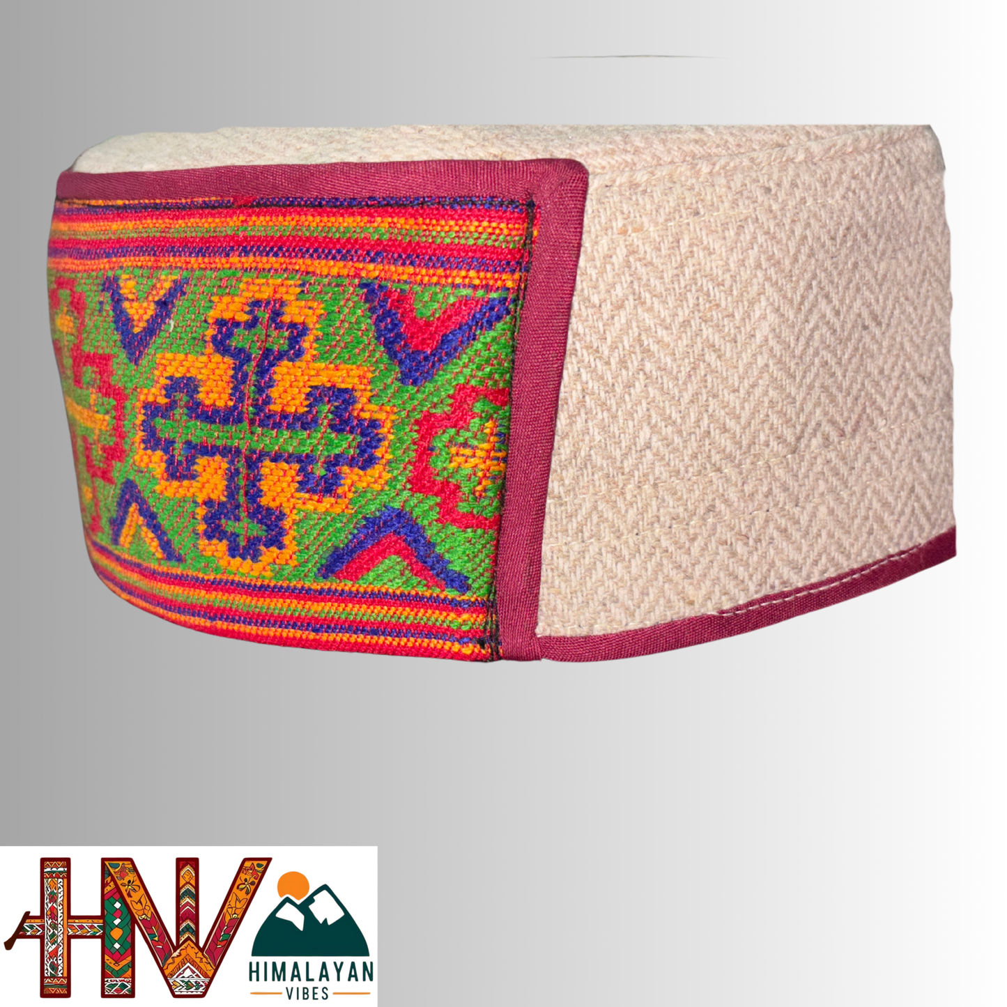 Kullu Cap - Economical Handcrafted Woolen Cap with Kullu Patti design By Himalayan Vibes