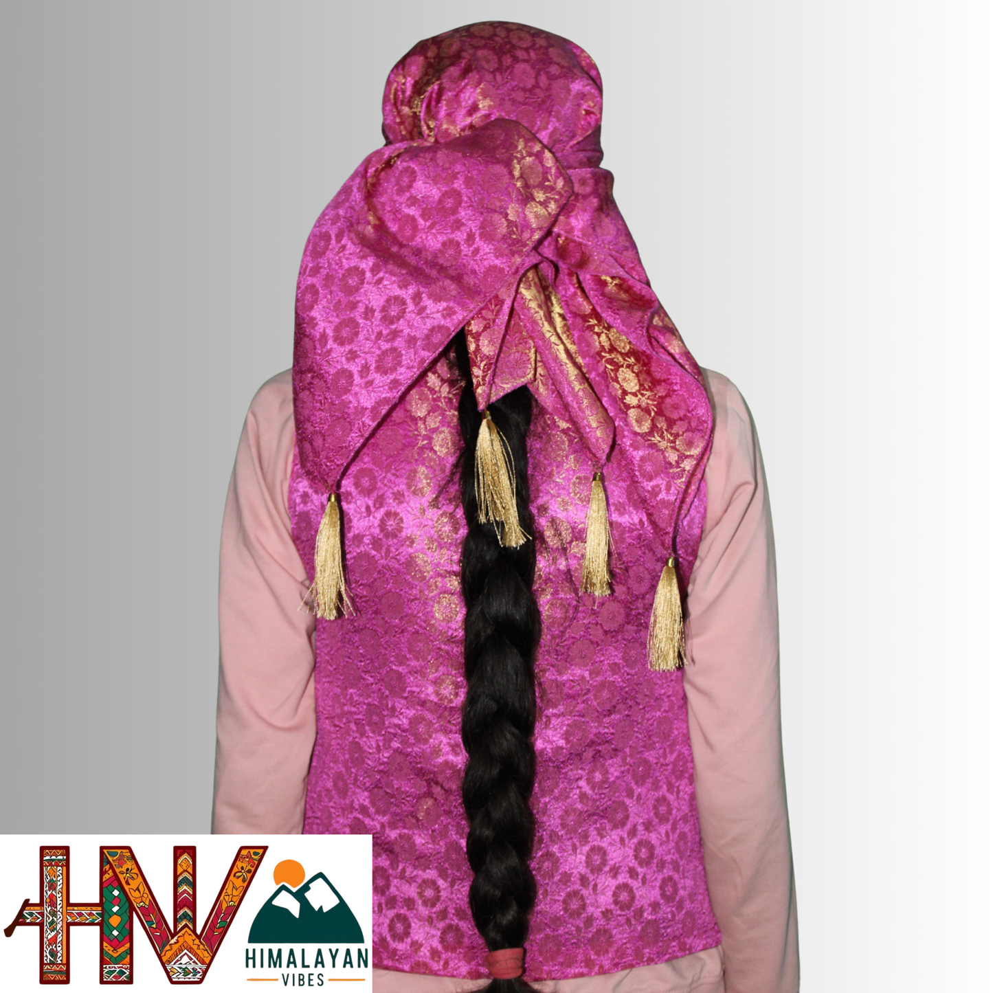 Himalayan Vibes Dark Pink Brocade Sadri and Dhatu Combo