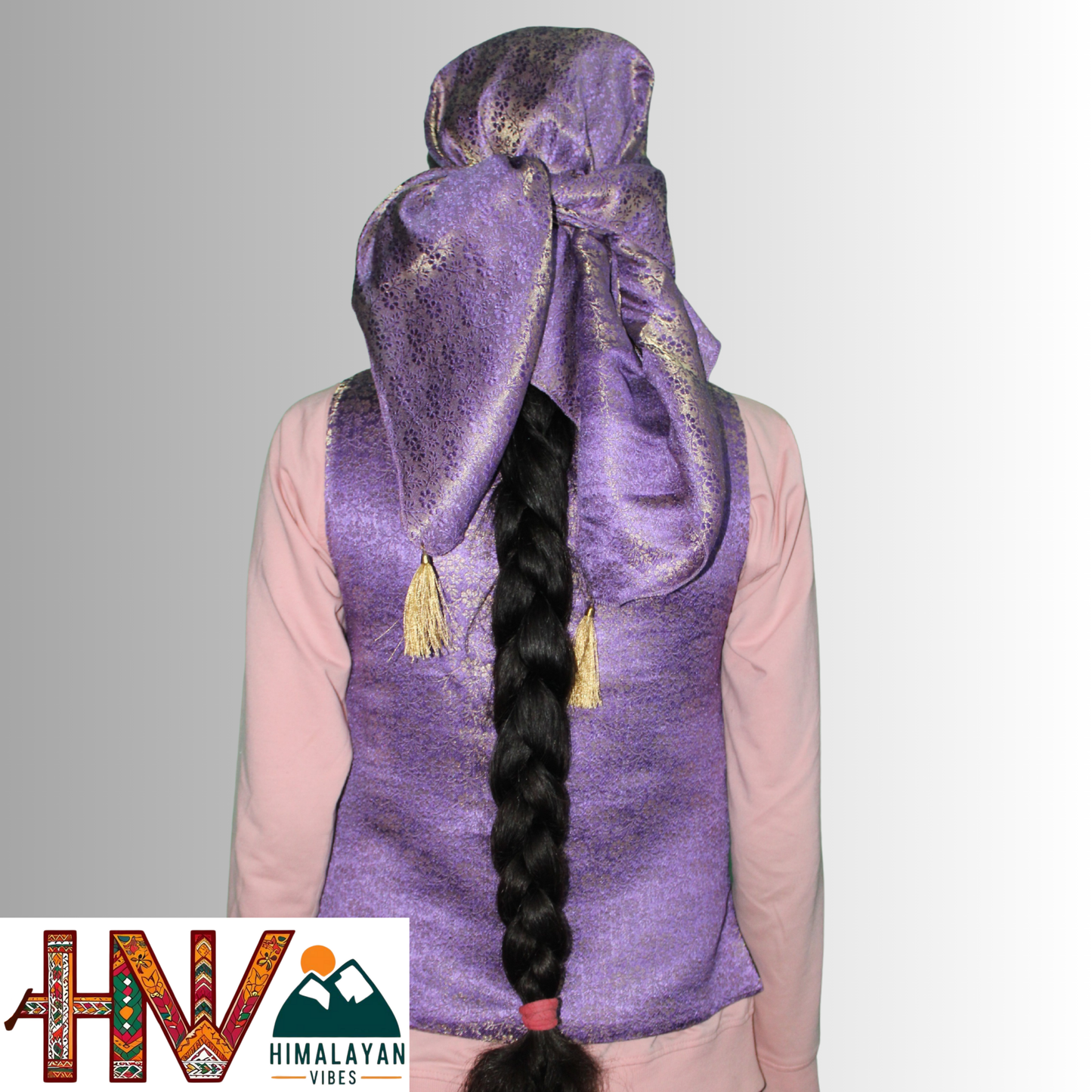 Himalayan Vibes Lavender Brocade Sadri and Dhatu Combo