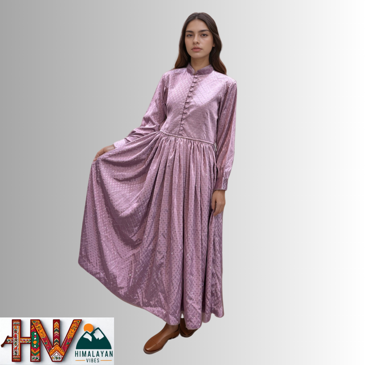 Himalayan Vibes Lavender Rejta – Traditional Himachali Dress for Summer & Winter | Handcrafted Elegance
