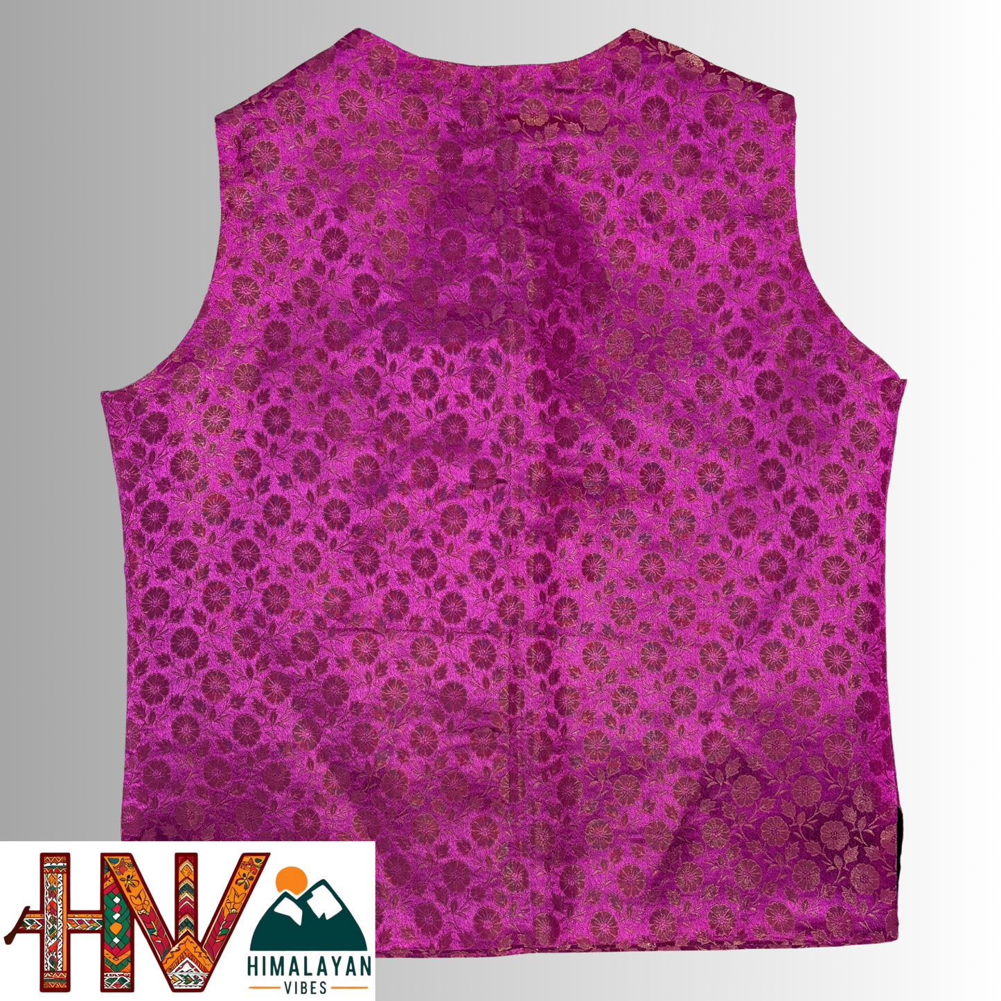 Himalayan Vibes Dark Pink Brocade Sadri and Dhatu Combo