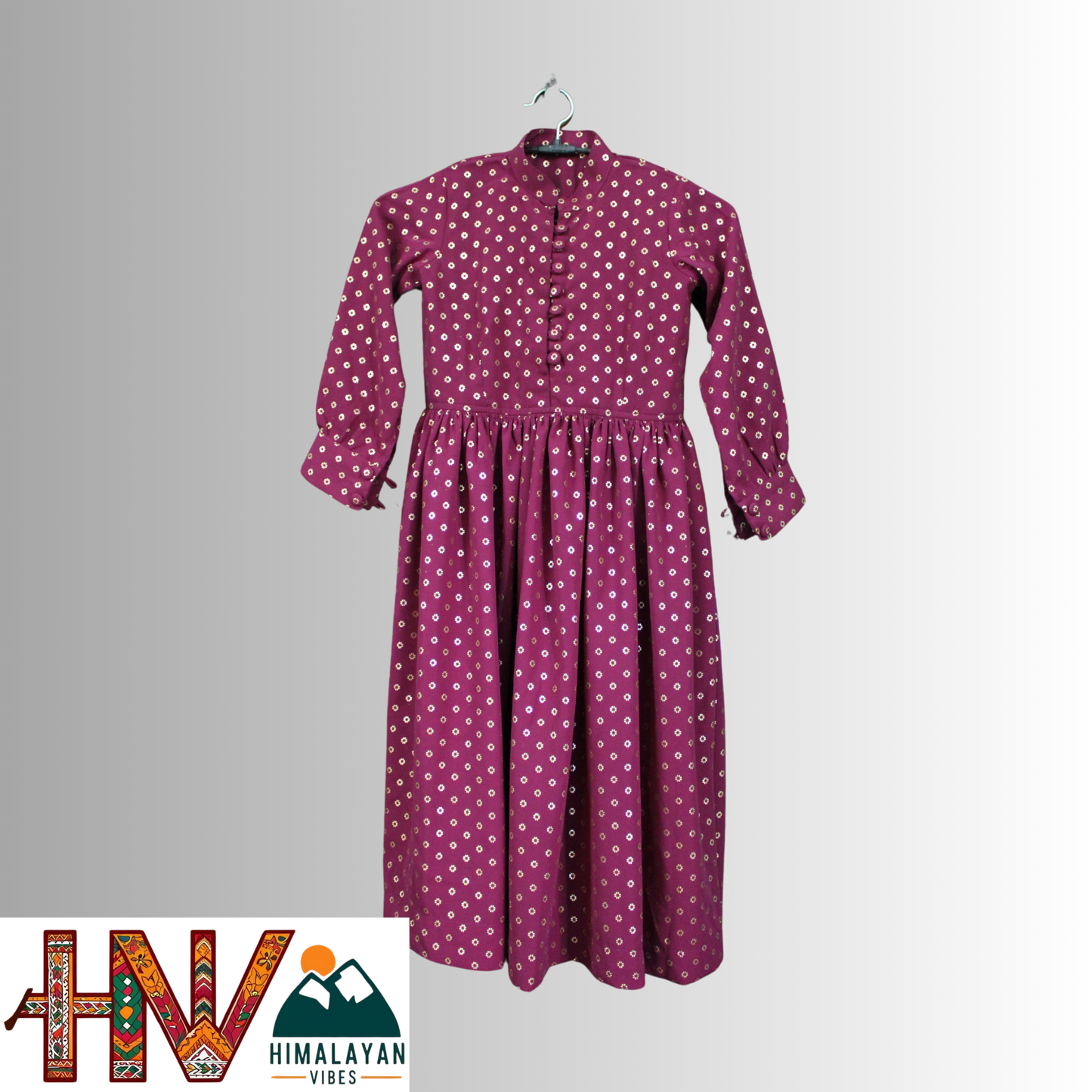 Himalayan Vibes Wine Color Rejta For Kids – Traditional Himachali Dress for Summer & Winter | Handcrafted Elegance