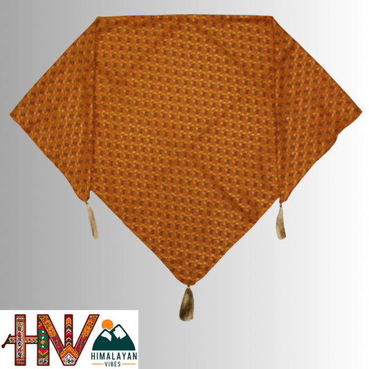 Himalayan Vibes Alpine Mustard Color Floral Printed Himachali Dhatu - Handcrafted Traditional Head Scarf from Himalayas