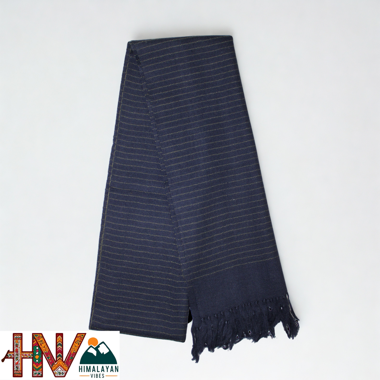 Traditional Kullu Handwoven Blue Muffler – Soft, Durable & Warm Wool Scarf