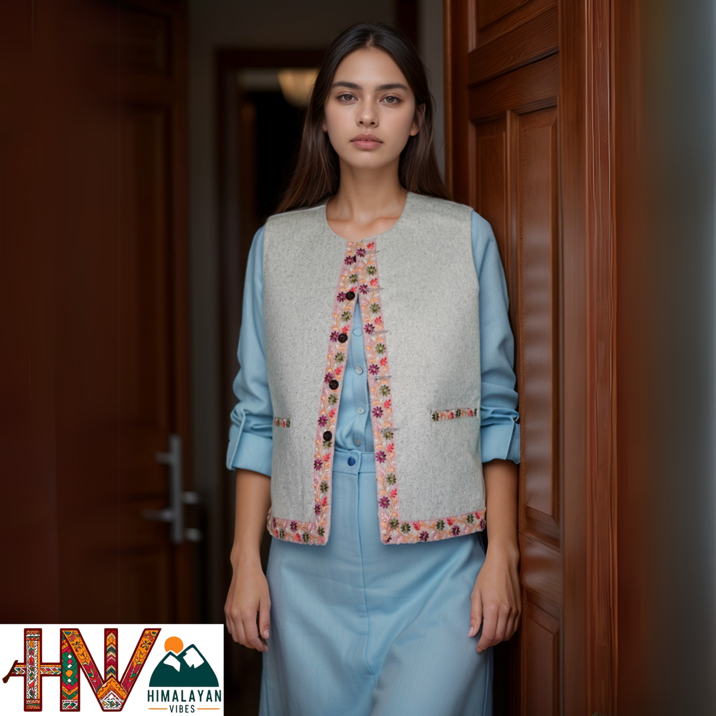 White Sadri & Wine Embroidered Dhatu Combo